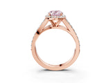 Rose gold Fancy Pink Oval Cut Diamond Split Shank Halo Ring with Four-Prong Setting_61