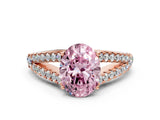 Rose gold Fancy Pink Oval Cut Diamond Split Shank Pavé Engagement Ring with Four-Prong Setting_79