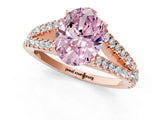Rose gold Fancy Pink Oval Cut Diamond Split Shank Pavé Engagement Ring with Four-Prong Setting_80