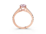 Rose gold Fancy Pink Oval Cut Diamond Split Shank Pavé Engagement Ring with Four-Prong Setting_82