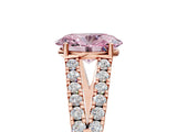 Rose gold Fancy Pink Oval Cut Diamond Split Shank Pavé Engagement Ring with Four-Prong Setting_84