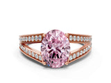 Rose gold Fancy Pink Oval Cut Diamond Split Shank Ring with Pavé Band and Four-Prong Setting_44
