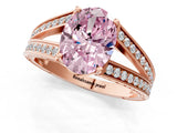 Rose gold Fancy Pink Oval Cut Diamond Split Shank Ring with Pavé Band and Four-Prong Setting_45