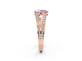 Rose gold Fancy Pink Oval Cut Diamond Split Shank Ring with Pavé Band and Four-Prong Setting_46