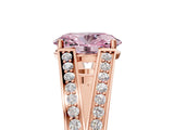 Rose gold Fancy Pink Oval Cut Diamond Split Shank Ring with Pavé Band and Four-Prong Setting_49