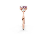 Rose gold Fancy Pink Oval Cut Diamond Three-Stone Ring with Pear Side Stones and Four-Prong Setting_62