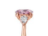 Rose gold Fancy Pink Oval Cut Diamond Three-Stone Ring with Pear Side Stones and Four-Prong Setting_65