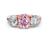 Rose gold Fancy Pink Oval Cut Diamond Three-Stone Ring with Prong Setting and Classic Band_147