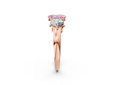 Rose gold Fancy Pink Oval Cut Diamond Three-Stone Ring with Prong Setting and Classic Band_149