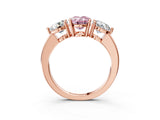 Rose gold Fancy Pink Oval Cut Diamond Three-Stone Ring with Prong Setting and Classic Band_150