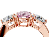 Rose gold Fancy Pink Oval Cut Diamond Three-Stone Ring with Prong Setting and Classic Band_151