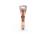 Rose gold Fancy Pink Oval Cut Diamond Three-Stone Ring with Prong Setting and Textured Band_2