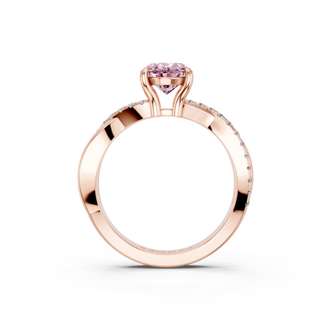 Rose gold Fancy Pink Oval  Cut Diamond Twist Band Solitaire with Prong Setting_13