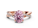 Rose gold Fancy Pink Oval  Cut Diamond Twist Band Solitaire with Prong Setting_89