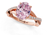 Rose gold Fancy Pink Oval  Cut Diamond Twisted Band Engagement Ring with Prong Setting_4