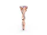 Rose gold Fancy Pink Oval  Cut Diamond Twisted Band Engagement Ring with Prong Setting_5
