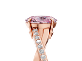 Rose gold Fancy Pink Oval  Cut Diamond Twisted Band Engagement Ring with Prong Setting_8