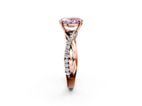 Rose gold Fancy Pink Oval  Cut Diamond Twisted Band with Pavé Setting and Four-Prong Setting_22