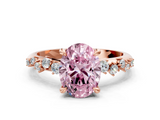 Rose gold Fancy Pink Oval  Cut Diamond Vine Band with Four-Prong Setting_83