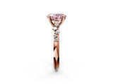 Rose gold Fancy Pink Oval  Cut Diamond Vine Band with Four-Prong Setting_85