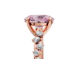 Rose gold Fancy Pink Oval  Cut Diamond Vine Band with Four-Prong Setting_88