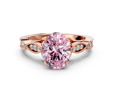 Rose gold Fancy Pink Oval  Cut Diamond with Milgrain Marquise and Bezel Accents on a Solitaire Band with Prong Setting_213