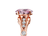 Rose gold Fancy Pink Oval  Cut Diamond with Milgrain Marquise and Bezel Accents on a Solitaire Band with Prong Setting_218