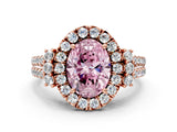 Rose gold Fancy Pink Oval  Cut Double Halo Diamond Engagement Ring with Pave Band and Four-Prong Setting_43