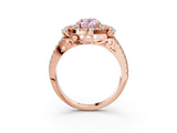 Rose gold Fancy Pink Oval  Cut Double Halo Diamond Engagement Ring with Pave Band and Four-Prong Setting_46