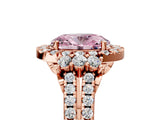 Rose gold Fancy Pink Oval  Cut Double Halo Diamond Engagement Ring with Pave Band and Four-Prong Setting_48