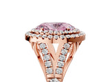Rose gold Fancy Pink Oval  Cut Double Halo Split Shank Diamond Ring with Prong Setting_53