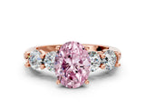 Rose gold Fancy Pink Oval  Cut Five-Stone Prong Set Diamond Ring with Classic Band_32
