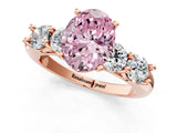 Rose gold Fancy Pink Oval  Cut Five-Stone Prong Set Diamond Ring with Classic Band_33