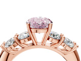 Rose gold Fancy Pink Oval  Cut Five-Stone Prong Set Diamond Ring with Classic Band_36