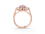 Rose gold Fancy Pink Oval Cut Halo Cluster Diamond Ring with Pave Band and Four-Prong Setting_15