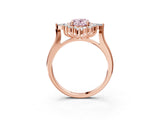 Rose gold Fancy Pink Oval Cut Halo Diamond Cluster Ring with Marquise and Round Stones on a White Gold Band with Prong Setting_3