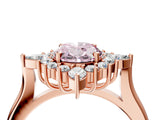 Rose gold Fancy Pink Oval Cut Halo Diamond Cluster Ring with Marquise and Round Stones on a White Gold Band with Prong Setting_4
