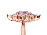 Rose gold Fancy Pink Oval Cut Halo Diamond Cluster Ring with Marquise and Round Stones on a White Gold Band with Prong Setting_5