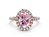 Rose gold Fancy Pink Oval  Cut Halo Diamond Engagement Ring with Pave Band and Four-Prong Setting_20