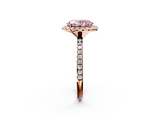 Rose gold Fancy Pink Oval  Cut Halo Diamond Engagement Ring with Pave Band and Four-Prong Setting_22