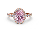 Rose gold Fancy Pink Oval  Cut Halo Diamond Engagement Ring with Pave Band and Four-Prong Setting_28