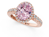 Rose gold Fancy Pink Oval  Cut Halo Diamond Engagement Ring with Pave Band and Four-Prong Setting_29