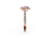 Rose gold Fancy Pink Oval  Cut Halo Diamond Engagement Ring with Pave Band and Four-Prong Setting_30