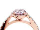 Rose gold Fancy Pink Oval  Cut Halo Diamond Engagement Ring with Pave Band and Four-Prong Setting_32