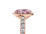 Rose gold Fancy Pink Oval  Cut Halo Diamond Engagement Ring with Pave Band and Four-Prong Setting_33