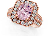 Rose gold Fancy Pink Oval Cut Halo Diamond Engagement Ring with Pave Split Shank and Four-Prong Setting_13