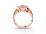 Rose gold Fancy Pink Oval Cut Halo Diamond Engagement Ring with Pave Split Shank and Four-Prong Setting_15