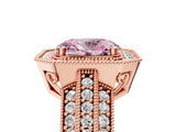 Rose gold Fancy Pink Oval Cut Halo Diamond Engagement Ring with Pave Split Shank and Four-Prong Setting_17