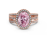 Rose gold Fancy Pink Oval  Cut Halo Diamond Engagement Ring with Split Shank and Four-Prong Setting_20