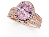 Rose gold Fancy Pink Oval  Cut Halo Diamond Engagement Ring with Split Shank and Four-Prong Setting_21